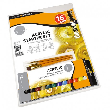 DALER ROWNEY SIMPLY ACRYLIC STARTER SET 16 PEZZI