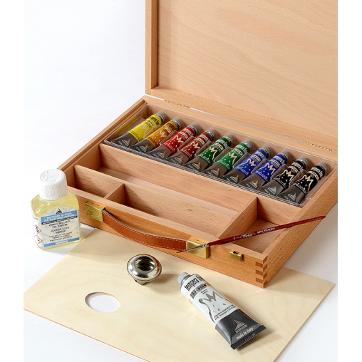 MAIMERI CASSETTA IN FAGGIO TEMPERA FINE 10 TUBI 20 ML